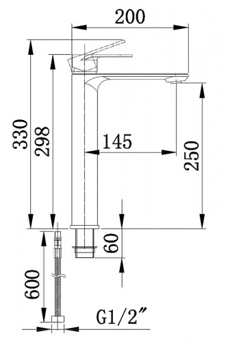 Смеситель для раковины Boch Mann Santa BM8597 Черный латунь