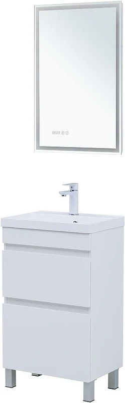 Тумба с раковиной Aquanet Нота New 50 345793 цвет Белый глянец