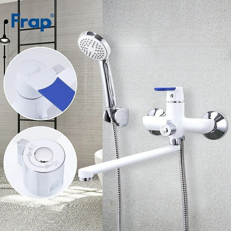Смеситель для ванны Frap H34 F2234 универсальный Белый Хром латунь на стену
