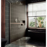 Душевая перегородка Maybah Glass MGD-728-5ш 790x1950 в широком профиле Хром матовый стекло бронзовое матовое