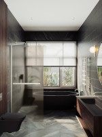 Душевая перегородка Maybah Glass MGD-728-5ш 790x1950 в широком профиле Хром матовый стекло бронзовое матовое