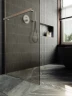 Душевая перегородка Maybah Glass MGD-728-5ш 790x1950 в широком профиле Хром матовый стекло бронзовое матовое