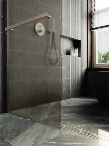 Душевая перегородка Maybah Glass MGD-728-5ш 790x1950 в широком профиле Хром матовый стекло бронзовое матовое