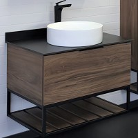 Тумба с раковиной Comforty Порто 75 00-00008926 подвесная Дуб темно-коричневый МДФ / ЛДСП