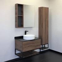 Тумба с раковиной Comforty Порто 75 00-00008926 подвесная Дуб темно-коричневый МДФ / ЛДСП