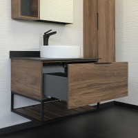Тумба с раковиной Comforty Порто 75 00-00008926 подвесная Дуб темно-коричневый МДФ / ЛДСП