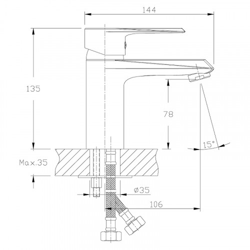 Смеситель для раковины Rossinka RS28-11 Хром