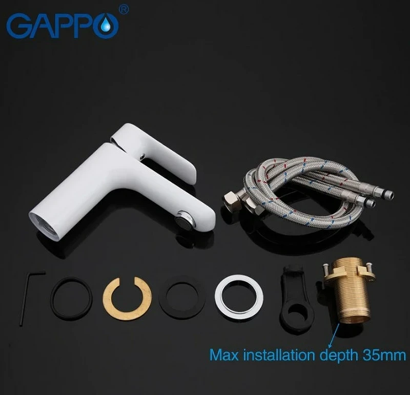 Смеситель для раковины Gappo G48 G1048 Белый Хром латунь