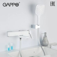 Смеситель для ванны Gappo G17-8 G3217-8 Белый Хром латунь на стену