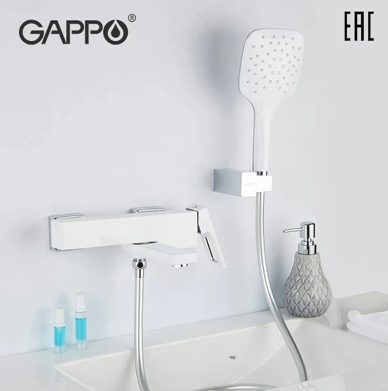 Смеситель для ванны Gappo G17-8 G3217-8 Белый Хром латунь на стену