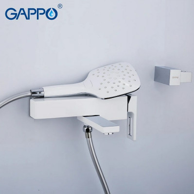 Смеситель для ванны Gappo G17-8 G3217-8 Белый Хром латунь на стену