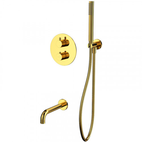 Смеситель для ванны Whitecross Y gold YSET10GL с термостатом Золото латунь встраиваемый