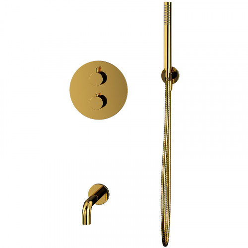 Смеситель для ванны Whitecross Y gold YSET10GL с термостатом Золото латунь встраиваемый