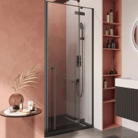 Душевая дверь Cezares Liner 90 R LINER-B-12-90-C-NERO-R профиль Черный матовый стекло прозрачное