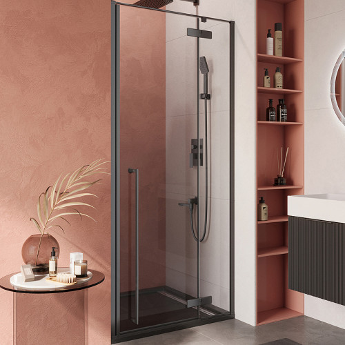 Душевая дверь Cezares Liner 90 R LINER-B-12-90-C-NERO-R профиль Черный матовый стекло прозрачное