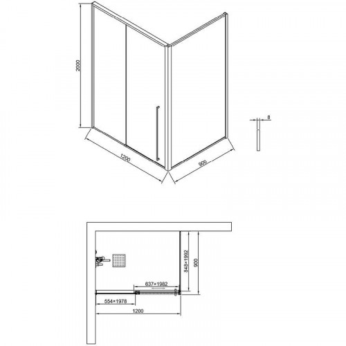 Душевая дверь Timo TDSS-120/03C-8L 1200x2000 T56L раздвижная профиль Черный стекло прозрачное