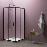Душевой уголок Kolpa San Eco Quat TKK 80x80 515230 профиль Черный стекло прозрачное