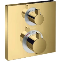 Смеситель для душа Hansgrohe Ecostat Square 15714990 с термостатом Золото полированное латунь встраиваемый