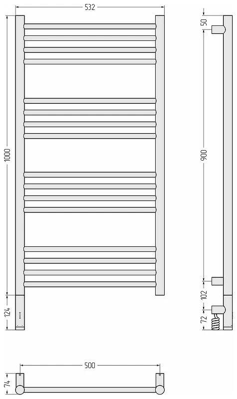 Электрический полотенцесушитель Сунержа Богема 3.1 прямая 100x50 022-6004-1050 цвет Матовая шампань