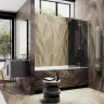 Шторка для ванны Maybah Glass MGV-659-4 690х1400 поворотная с добором Хром глянцевый стекло графитовое
