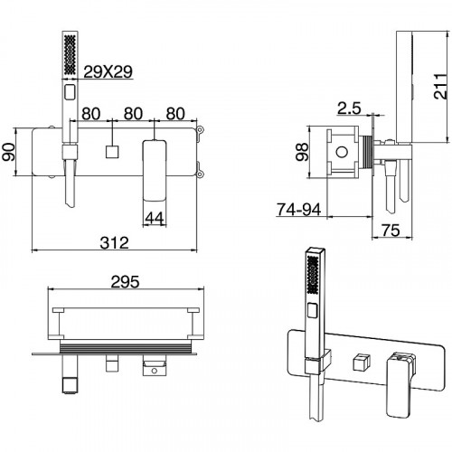 Смеситель для душа Allen Brau Infinity 5.21011-31 Черный матовый латунь встраиваемый