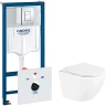 Комплект унитаза BelBagno Uno BB3105CHR/SC с инсталляцией Grohe Rapid SL 38775001 с сиденьем Микролифт и клавишей смыва Хром фаянс подвесной
