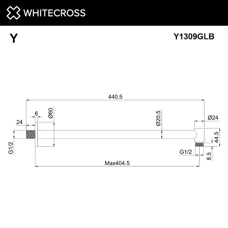 Кронштейн для верхнего душа Whitecross Y brushed gold Y1309GLB цвет Золото брашированное