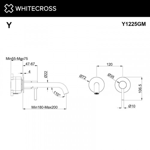 Смеситель для раковины Whitecross Y gunmetal Y1225GM цвет Оружейная сталь