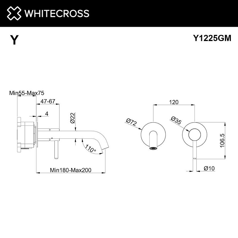 Смеситель для раковины Whitecross Y gunmetal Y1225GM цвет Оружейная сталь