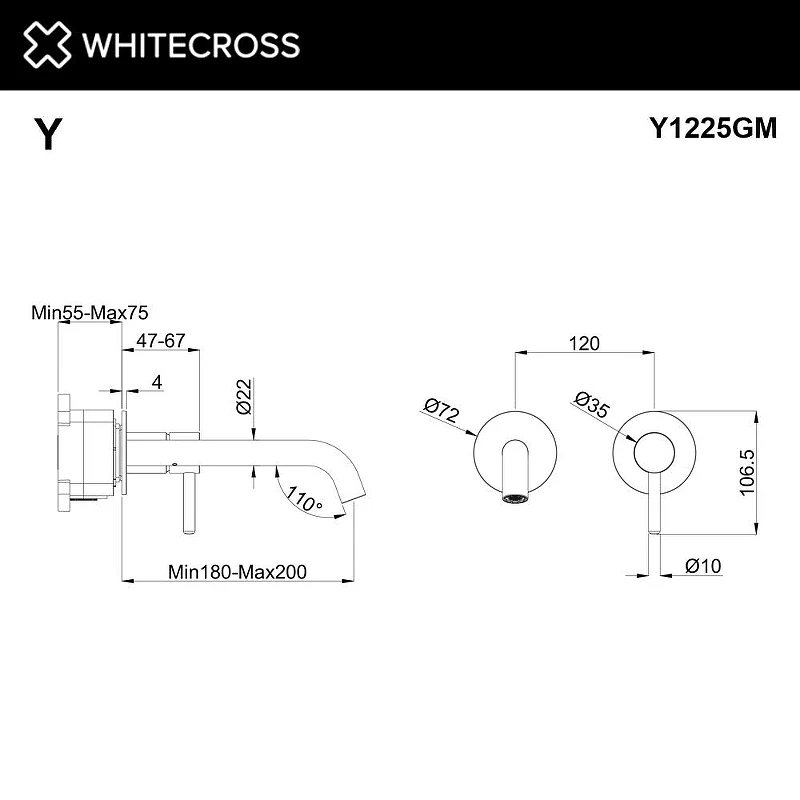 Смеситель для раковины Whitecross Y gunmetal Y1225GM цвет Оружейная сталь
