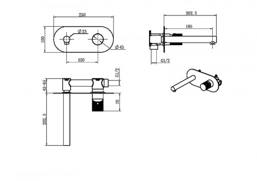 Смеситель для раковины Boheme Stick 125-SGM цвет Оружейная сталь глянцевая