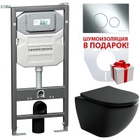 Комплект унитаза с инсталляцией Ceramicanova Metropol CN4002MB_1001CH_1000 с сиденьем Микролифт и клавишей смыва Хром фарфор подвесной