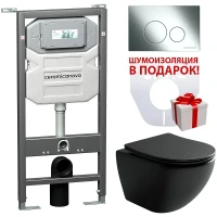 Комплект унитаза с инсталляцией Ceramicanova Metropol CN4002MB_1001CH_1000 с сиденьем Микролифт и клавишей смыва Хром фарфор подвесной