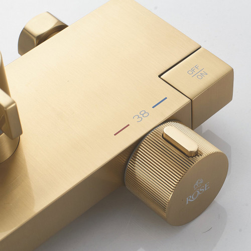 Душевая система Rose R18G R1896G с термостатом Золото матовое