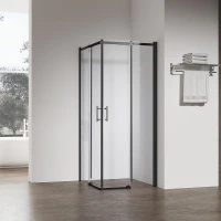 Душевой уголок Veconi Rovigo RV-50B 80х80 RV50B-8080-01-C8 профиль Черный матовый стекло прозрачное