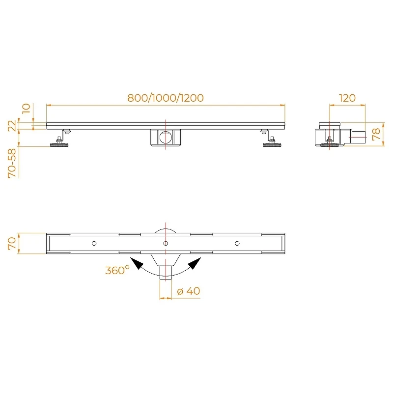 Душевой лоток RGW SDR-08B-100 21210810-014 с Черной матовой решеткой / под плитку