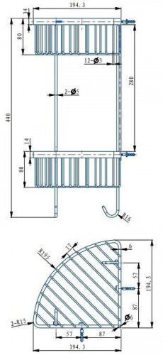 Полка корзина Arrow AGJ20CU угловая цвет Хром