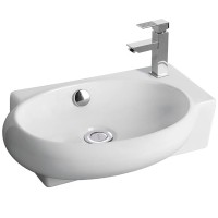 Раковина CeramaLux 43 9100L Белая фаянс подвесная
