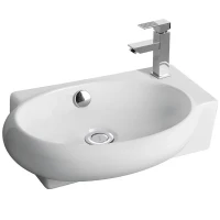 Раковина CeramaLux 43 9100L Белая фаянс подвесная