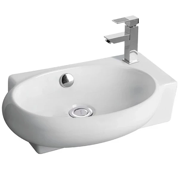 Раковина CeramaLux 43 9100L Белая фаянс подвесная