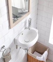 Раковина CeramaLux 43 9100L Белая фаянс подвесная