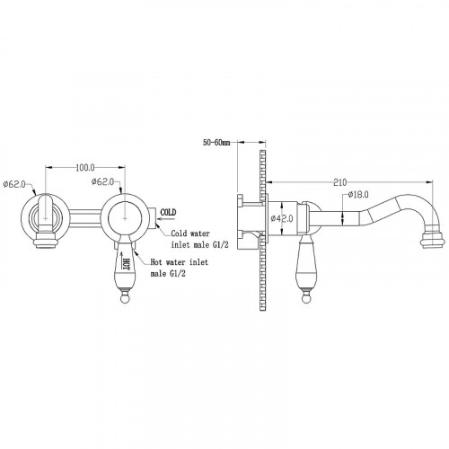 Смеситель для раковины Boheme Imperiale Ripresa 327 Золото латунь встраиваемый