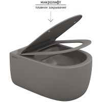 Унитаз Berges Ego XL 083216 подвесной Серый матовый с сиденьем Микролифт фарфор подвесной