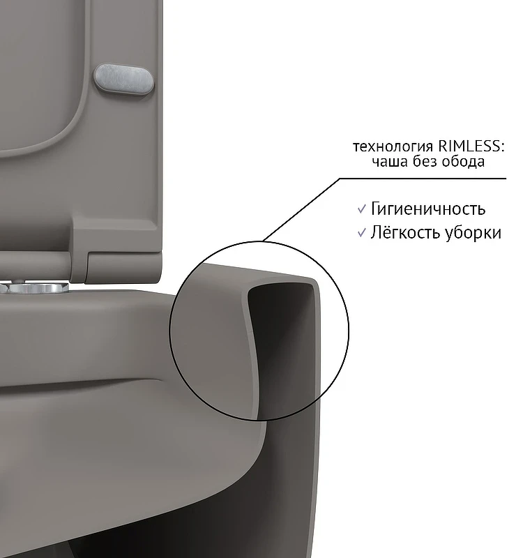 Унитаз Berges Ego XL 083216 подвесной Серый матовый с сиденьем Микролифт фарфор подвесной