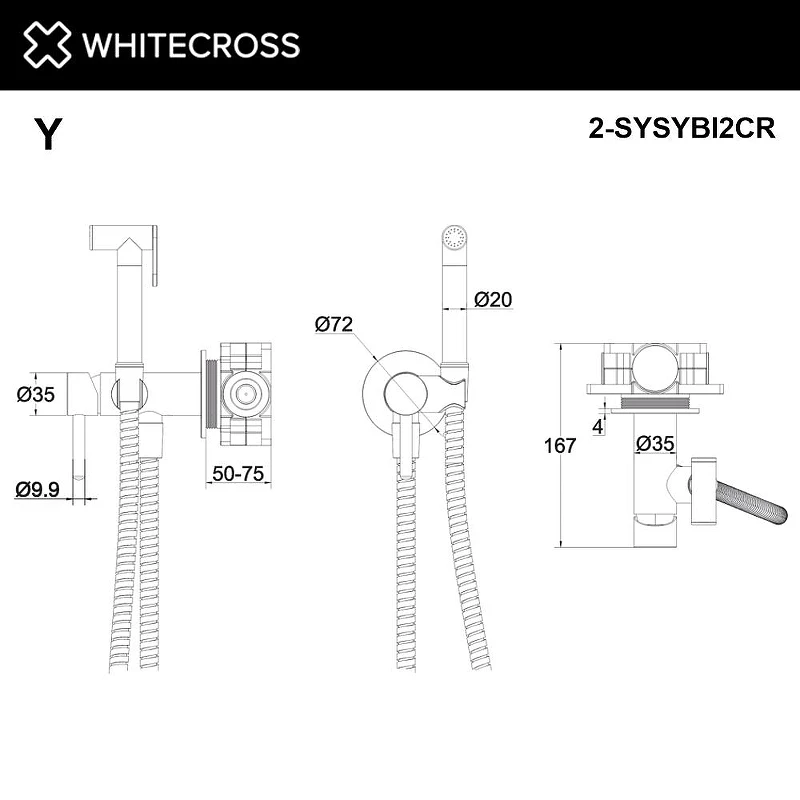 Гигиенический душ со смесителем Whitecross Y chrome 2-SYSYBI2CR цвет Хром
