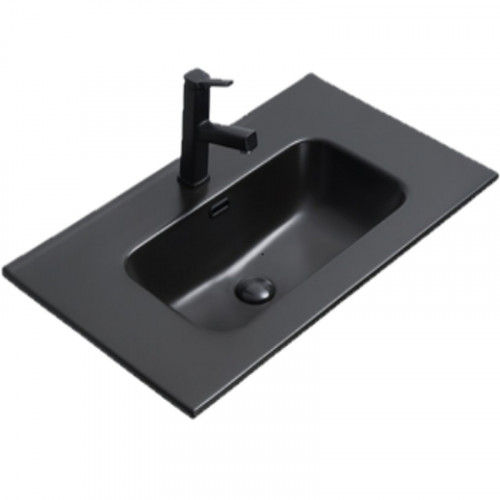 Раковина CeramaLux 101 9100MMB Черная матовая фаянс полувстраиваемая