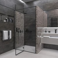 Душевая дверь Veconi Vianno VN-73B 100 VN73B-100-01-C4 профиль Черный матовый стекло прозрачное