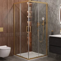 Душевой уголок Cezares Molveno 100x100 MOLVENO-A-2-100-C-BORO-IV профиль Брашированное золото стекло прозрачное