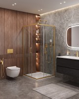Душевой уголок Cezares Molveno 100x100 MOLVENO-A-2-100-C-BORO-IV профиль Брашированное золото стекло прозрачное