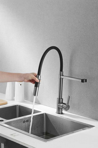 Смеситель для кухни Rose R133T цвет Пепельный Черный